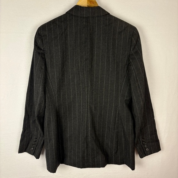 Lauren Ralph Lauren Pinstripe Blazer 100% Wool Charcoal Gray Old Money Preppy - Picture 2 of 6
